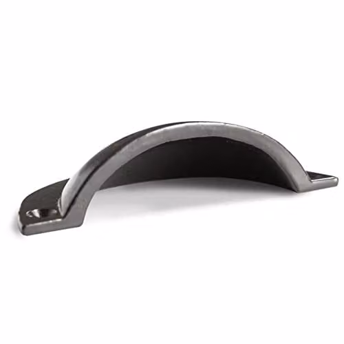 Hammer and Tongs Matt Black Iron Curved Cabinet Drawer Pulls, Pack of 10, W: 9.5 cm, H: 4.6 cm – 3