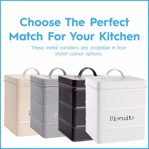 Harbour Housewares Metal Biscuit Tin in Black with Airtight Lid – 5