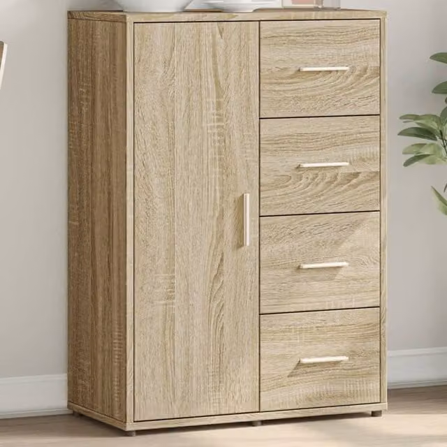 Berkfield Home Sonoma Oak Sideboard in Brown and Beige, W/D/H: 60 x 31 x 84 cm – 1