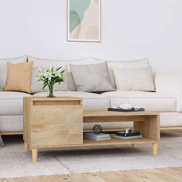 Berkfield Home Sonoma Oak Coffee Table in Brown, W/D/H: 100 x 50 x 45 cm – 1