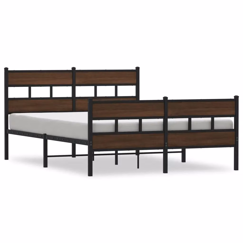 Berkfield Home Metal Bed Frame with Headboard and Footboard in Brown, W/D/H: 140 x 190 cm – 2