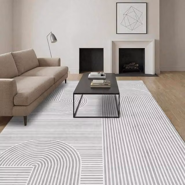 MCC Direct Modern Abstract Rectangular Microfibre Rug in Grey, W/D: 80 x 150 cm