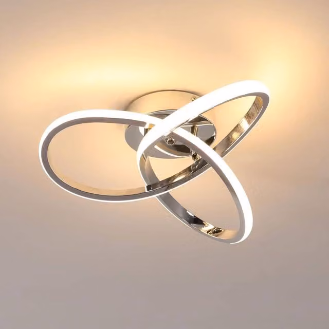 COMELY Modern Flower Shape LED Ceiling Light, Silver and Chrome, 30W, 3000K, Diameter: 30 cm – 1