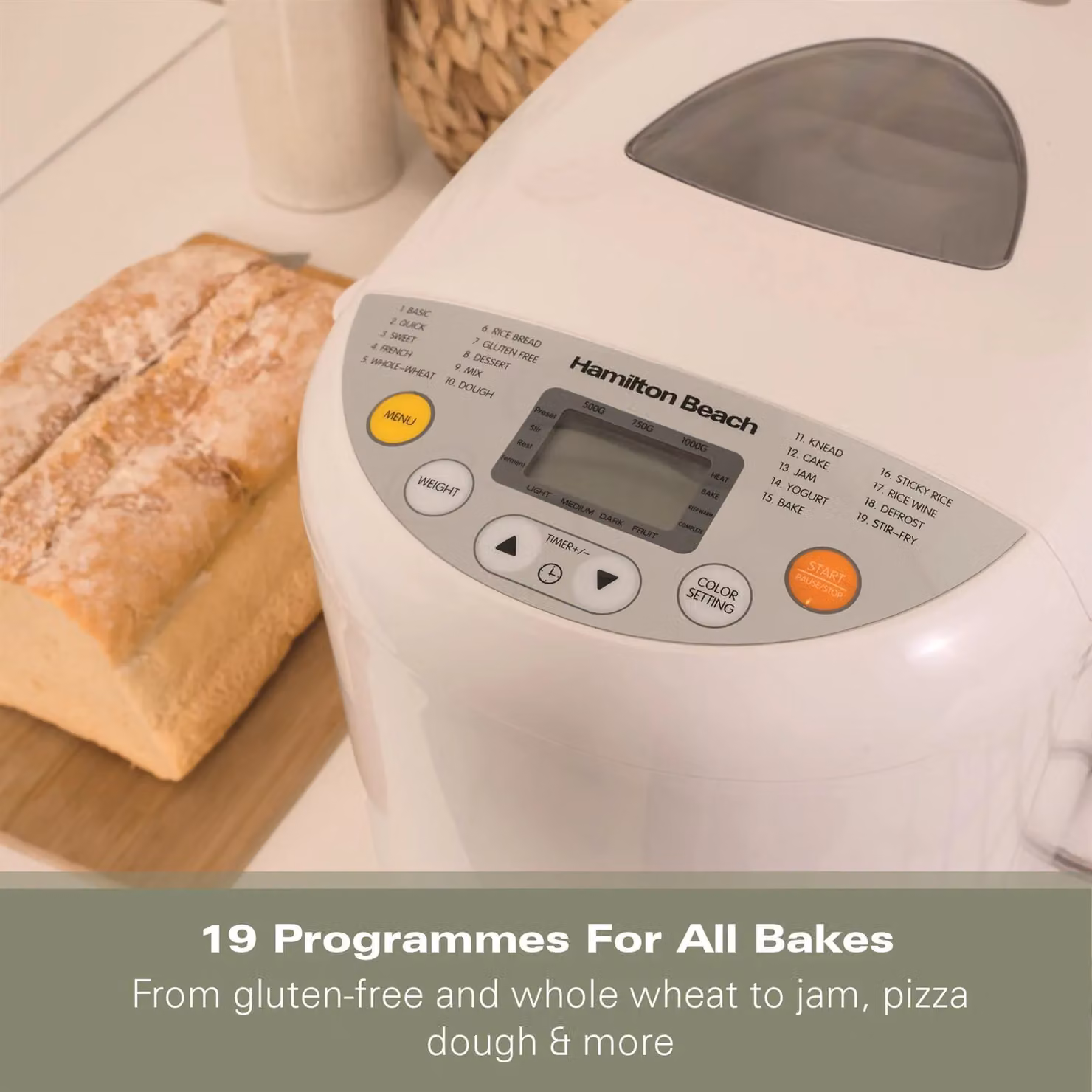 Hamilton Beach Essential QuickBake 19-in-1 Automatic Bread Maker in White – 2