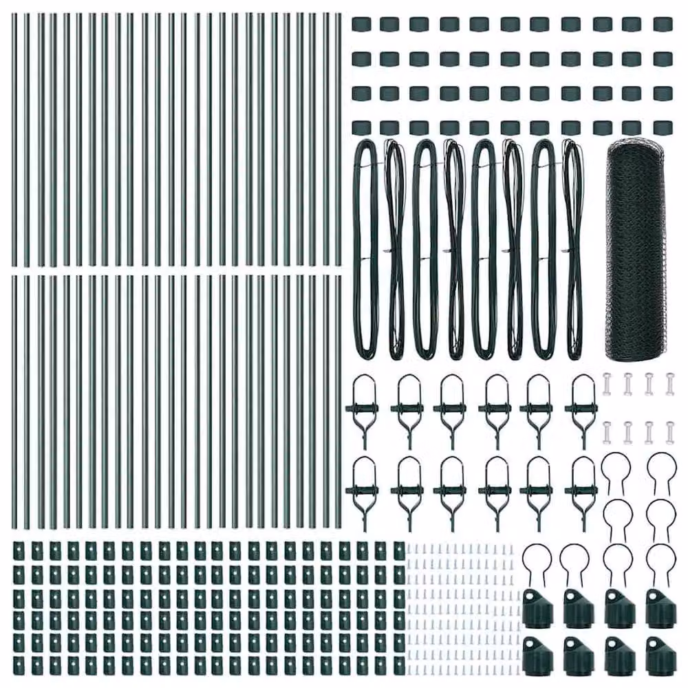Berkfield Home Green Powder-Coated Steel Hexagon Fence, W: 80 cm, L: 100 m – 3