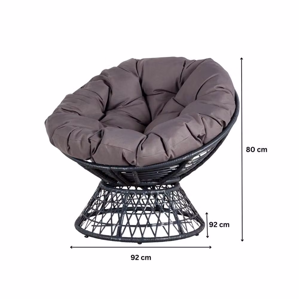 Spetlek Grey Rattan Egg Chair Garden Lounge Furniture with Removable UV-Resistant Cushions – 2