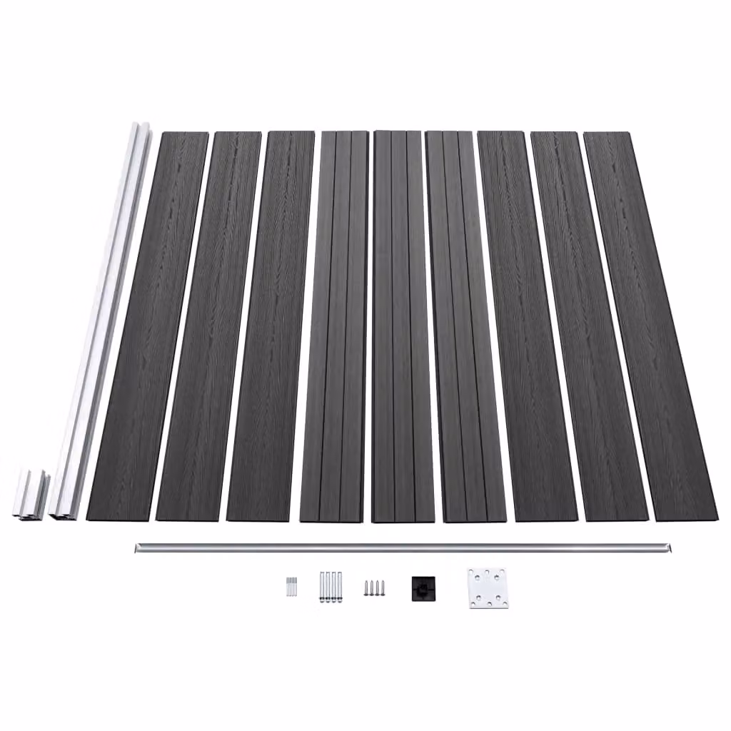 Berkfield Home WPC Fence Panel Set, Black, W: 1218 cm, H: 186 cm – 4