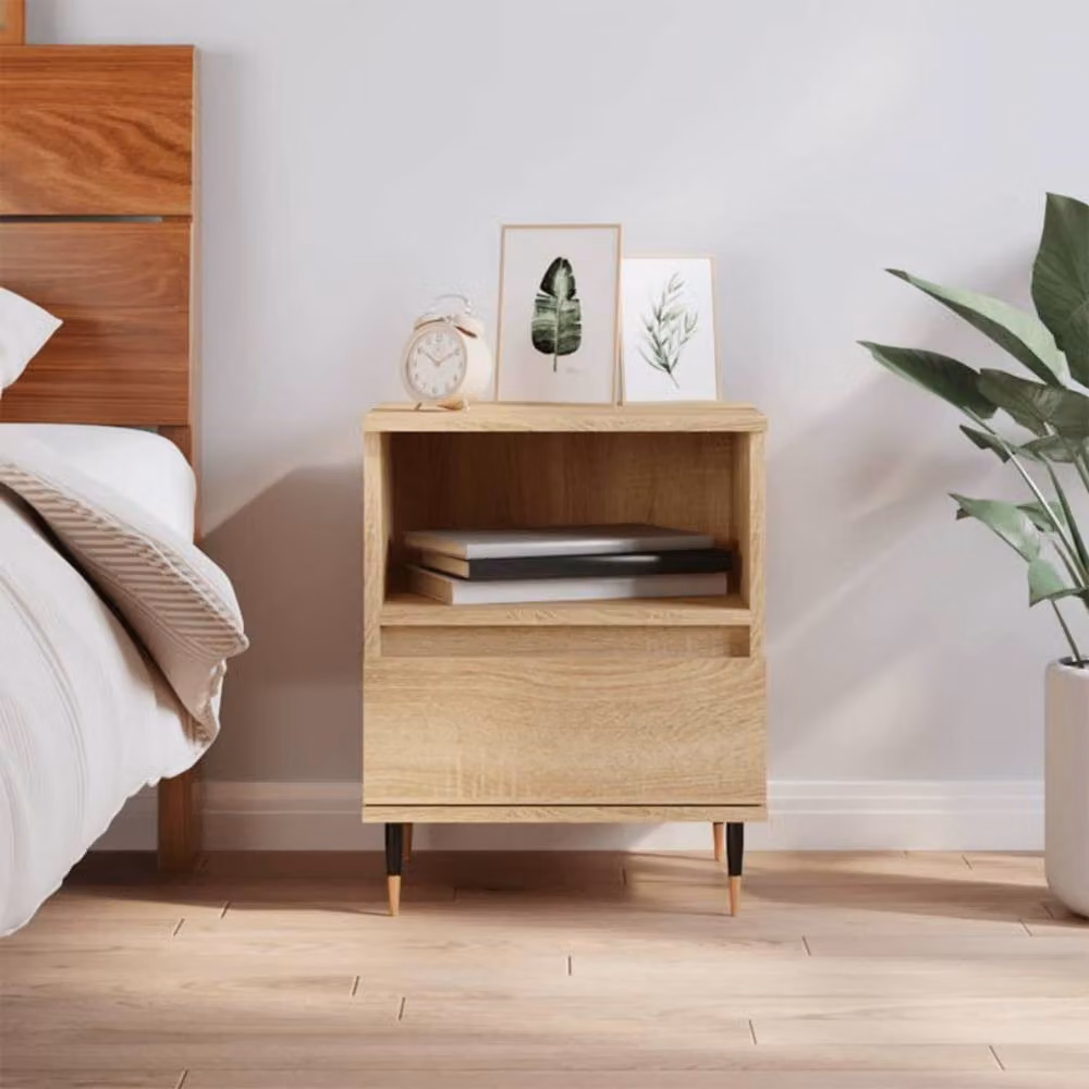 Berkfield Home Modern Bedside Cabinet in Sonoma Oak, Light Tan, W/D/H: 40 x 35 x 50 cm – 2