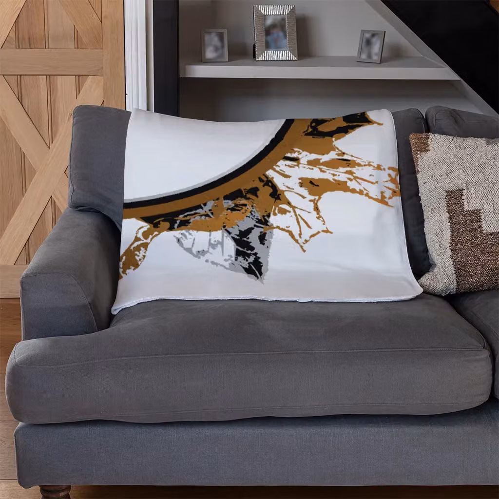 Benjamin Tate Design Autumn Floral Fleece Blanket in Orange, Beige and Multicolour, W/D/H: 120 x 150 cm – 3
