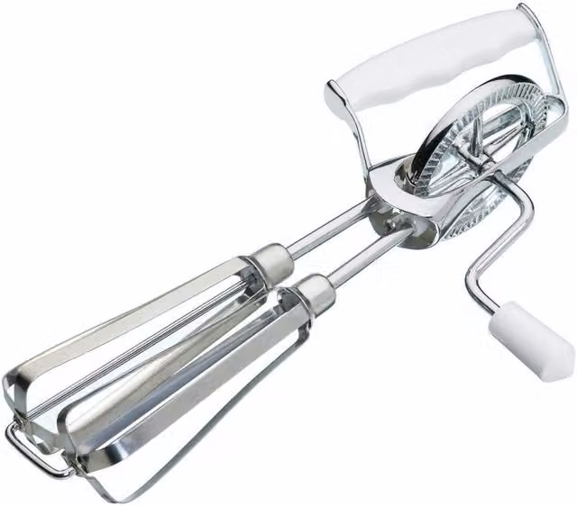 KitchenCraft Stainless Steel Side Handled Rotary Whisk in Silver