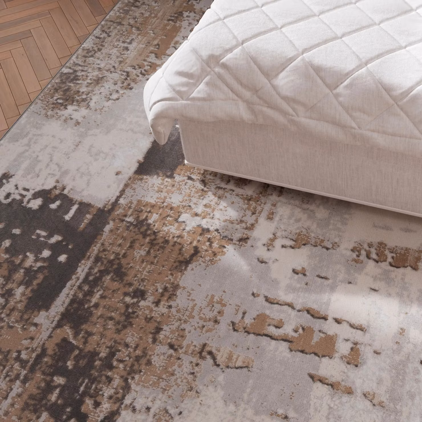 Kukoon Modern Abstract Beige Distressed Rug, W: 160 cm, D: 230 cm – 2