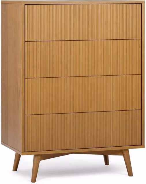 Teamson Home Tremolo Acacia Wood 4 Drawer Bedroom Dresser in Brown