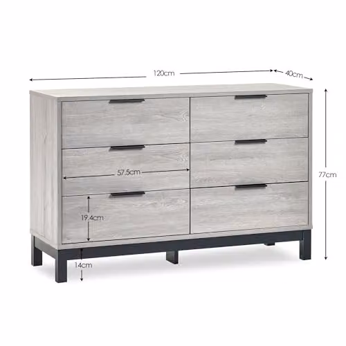 Julian Bowen Bali 6 Drawer Wide Chest in Grey Oak, W/D/H: 120 x 40 x 77 cm – 2