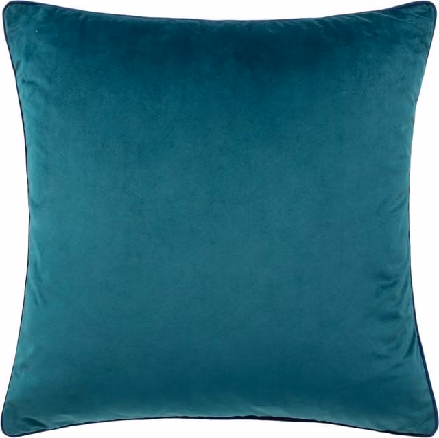 Meridian Velvet Piped Square Cushion in Petrol Blue with Feather Filling, W: 55 cm