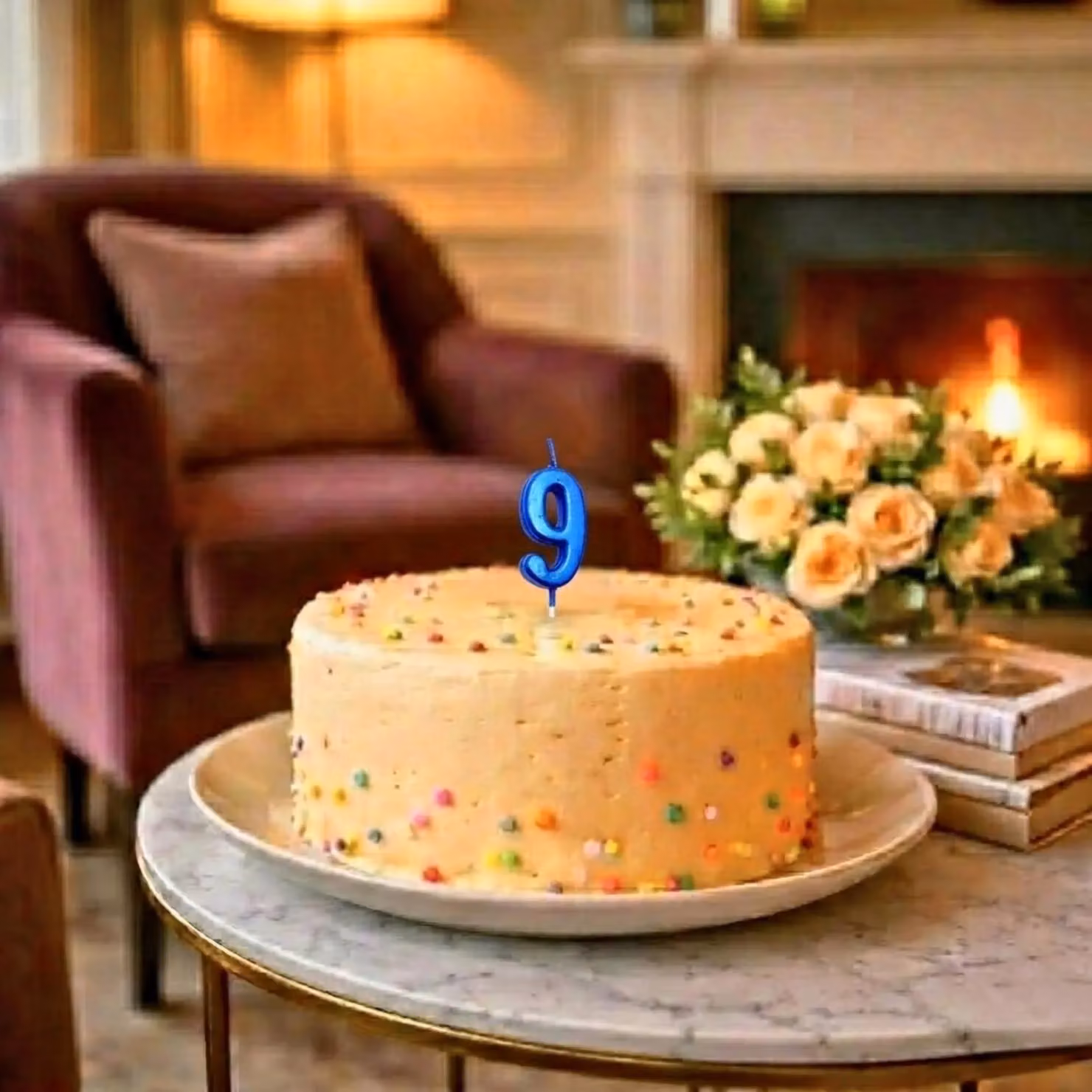 Shatchi Blue Number 9 Birthday Cake Topper Candle – 9