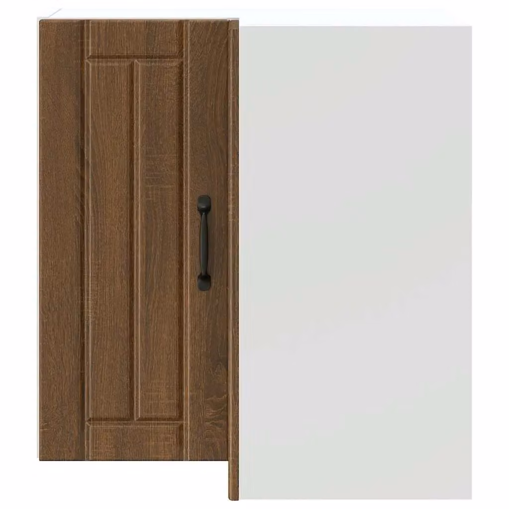 Berkfield Home Lucca Brown Oak Wall Mounted Kitchen Corner Cabinet with Hinged Doors and Internal Shelves – 2