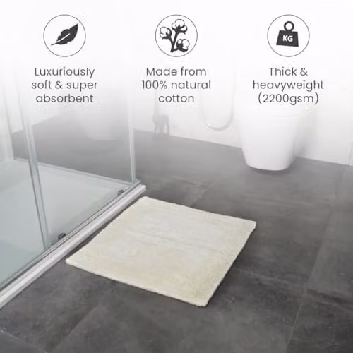 Allure Bath Fashions Reversible Heavyweight Cotton Square Shower Mat, Beige, W/D/H: 55 x 55 x 1 cm – 3
