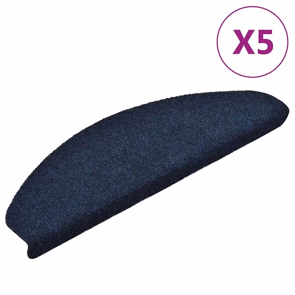 Berkfield Home Self-adhesive Needle Punch Stair Mats, 5 Pack, Blue, W: 65 cm, D: 21 cm, H: 4 cm – 2