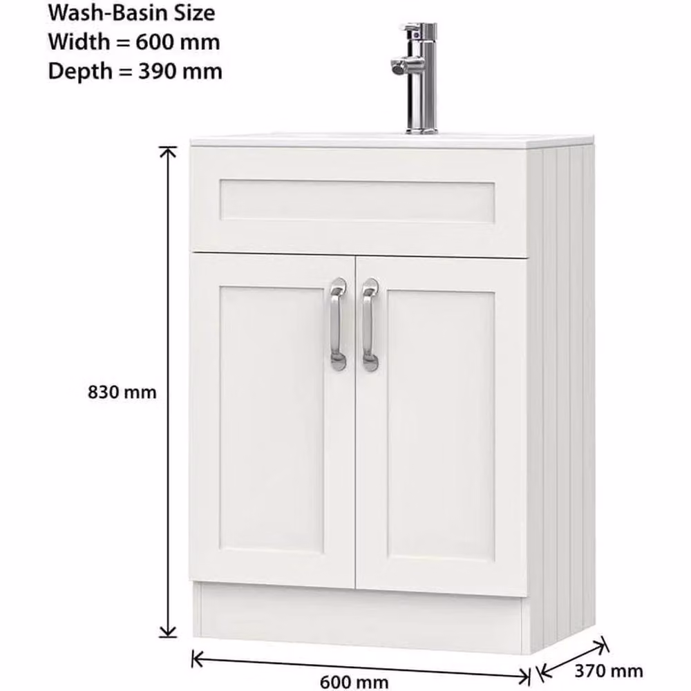FORGEVIO White 600mm Floor Standing Bathroom Vanity Unit With Basin – 2