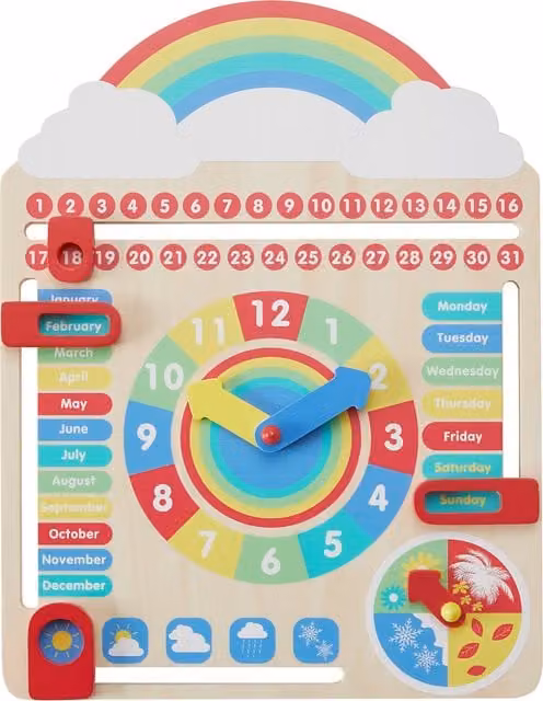 Teamson Kids Preschool Play All About Today Calendar in Multicolour Wood