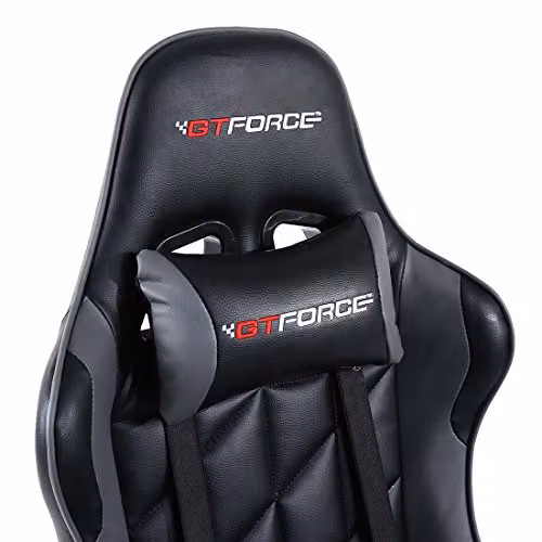 GTFORCE Pro GT Reclining Sports Racing Gaming Chair in Grey Faux Leather – 6