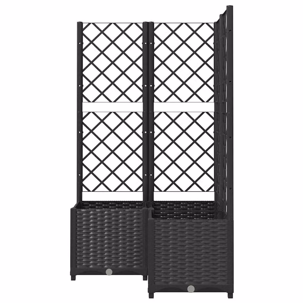 Berkfield Home Garden Planter with Trellis in Black, W/D/H: 80 x 80 x 136 cm – 4