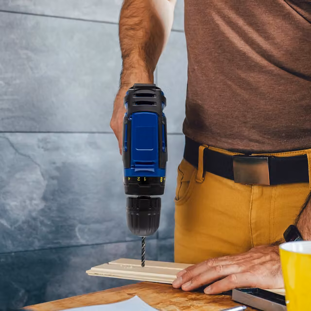 Skotek 18V Cordless Li-Ion Drill Driver with LED Light, Blue