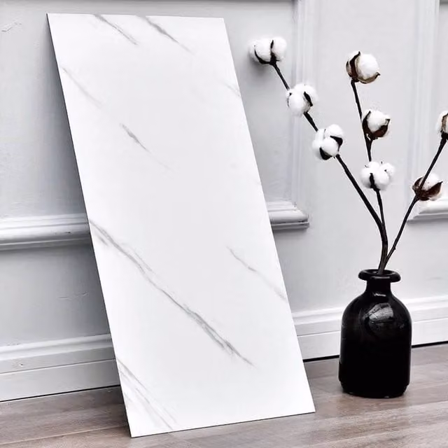 PAWNORA 10-Pack White Marble-Look Glossy Wall and Ceiling Tiles – 1