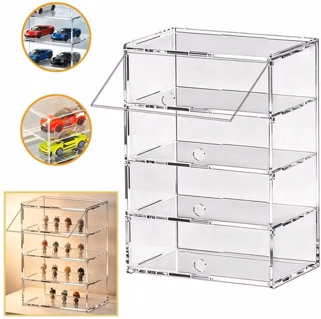 PAWNORA 4 Tier Clear Acrylic Model Car Display Case