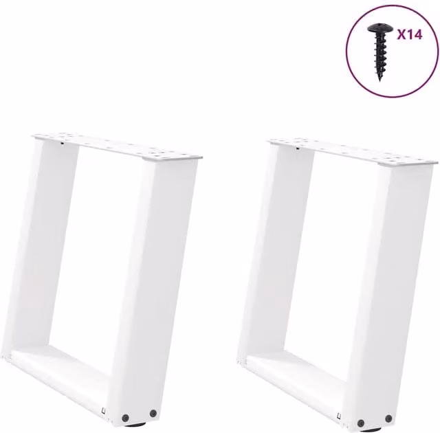 Berkfield Home U-Shaped Steel Coffee Table Legs, 2 Pieces, White, H: 50 x W: 42.5-43 cm