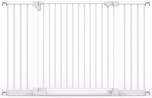 Safetots White Metal Extendable No-Drill Swing Door Baby Gate for Doors and Stairs, Width: 152 cm to 159 cm