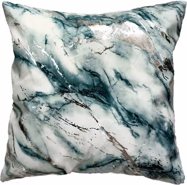 Velosso Marble Foil Print Cushion in Green, W x D: 43 x 43 cm