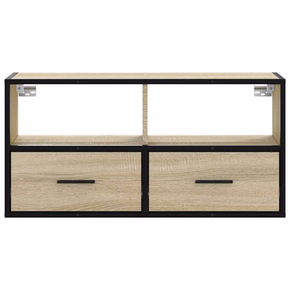 Berkfield Home Industrial TV Cabinet in Sonoma Oak and Beige, W/D/H: 80 x 31 x 39.5 cm – 4