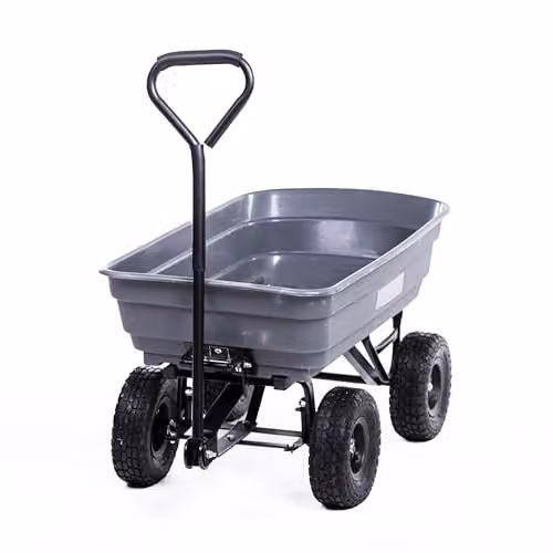 Garden Gear Grey Heavy Duty Dump Truck Utility Trolley with 75L Capacity and 10 inch Wheels