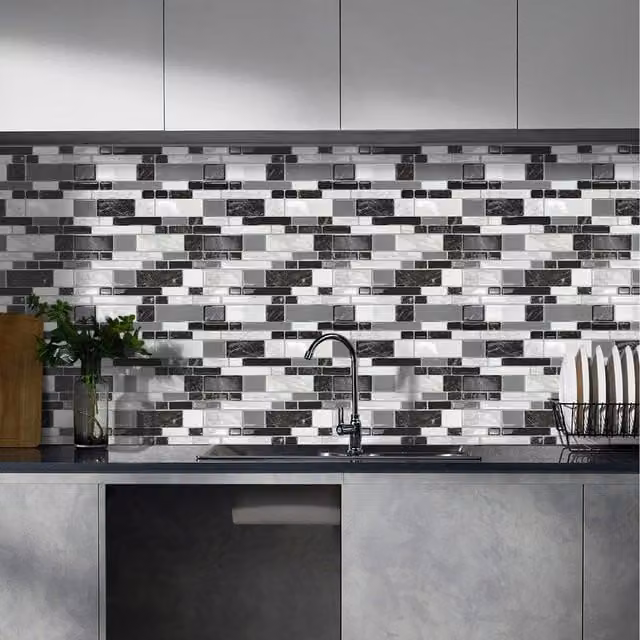 Lifeideas 10 Piece Multicolour Geometric Tile-Look Self-Adhesive Backsplash Wall Stickers, W: 30.5 cm