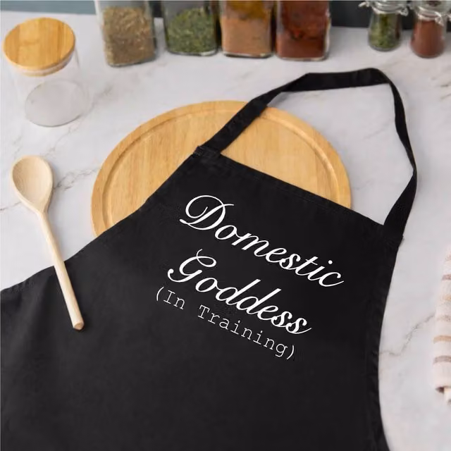 60 Second Makeover Domestic Goddess In Training Black Apron for Adults – 1