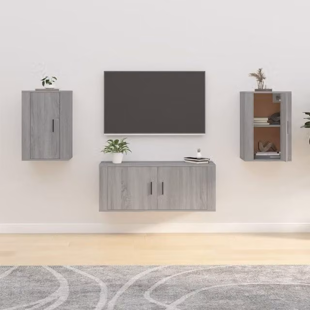 Berkfield Home Wall Mounted TV Cabinets, 2 Piece Set, Grey Sonoma, W: 40 cm, D: 34.5 cm, H: 60 cm