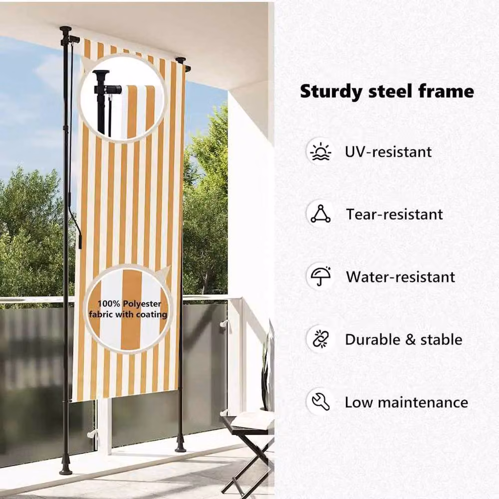 Berkfield Home Outdoor Roller Blind in Orange, White and Anthracite, W/H: 120 x 270 cm – 5