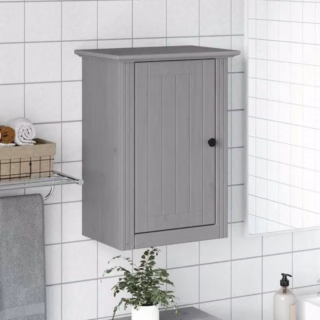 Berkfield Home BODO Grey Wall Mounted Bathroom Cabinet with Hinged Doors, W/D/H: 44 x 30 x 60 cm