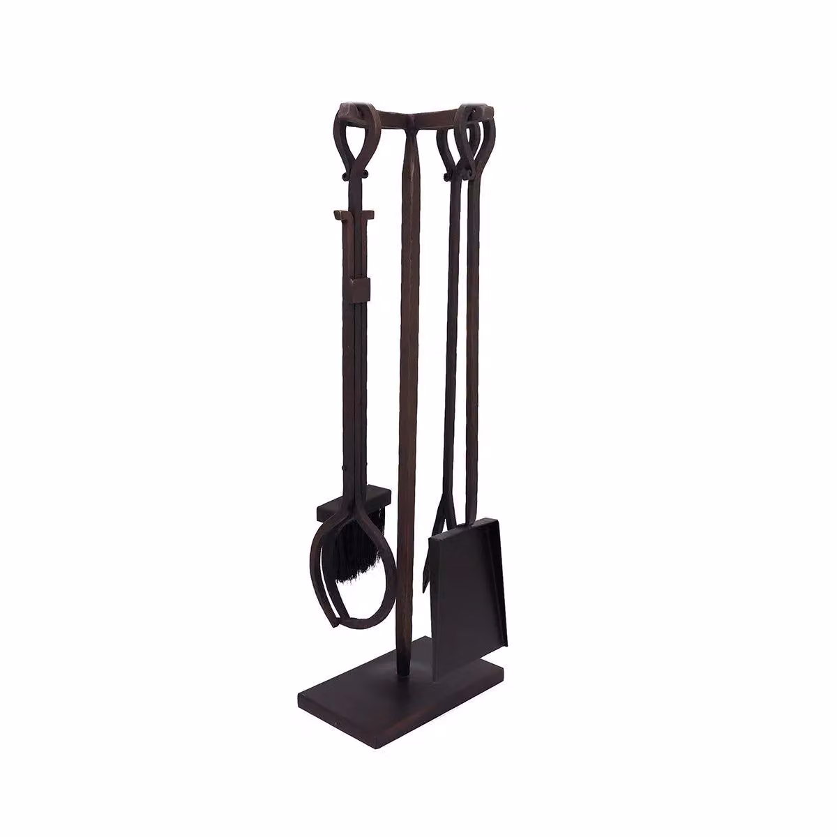 Charles Bentley Traditional Black Iron Fireside Companion Set with Tongs and Poker in Black – 3
