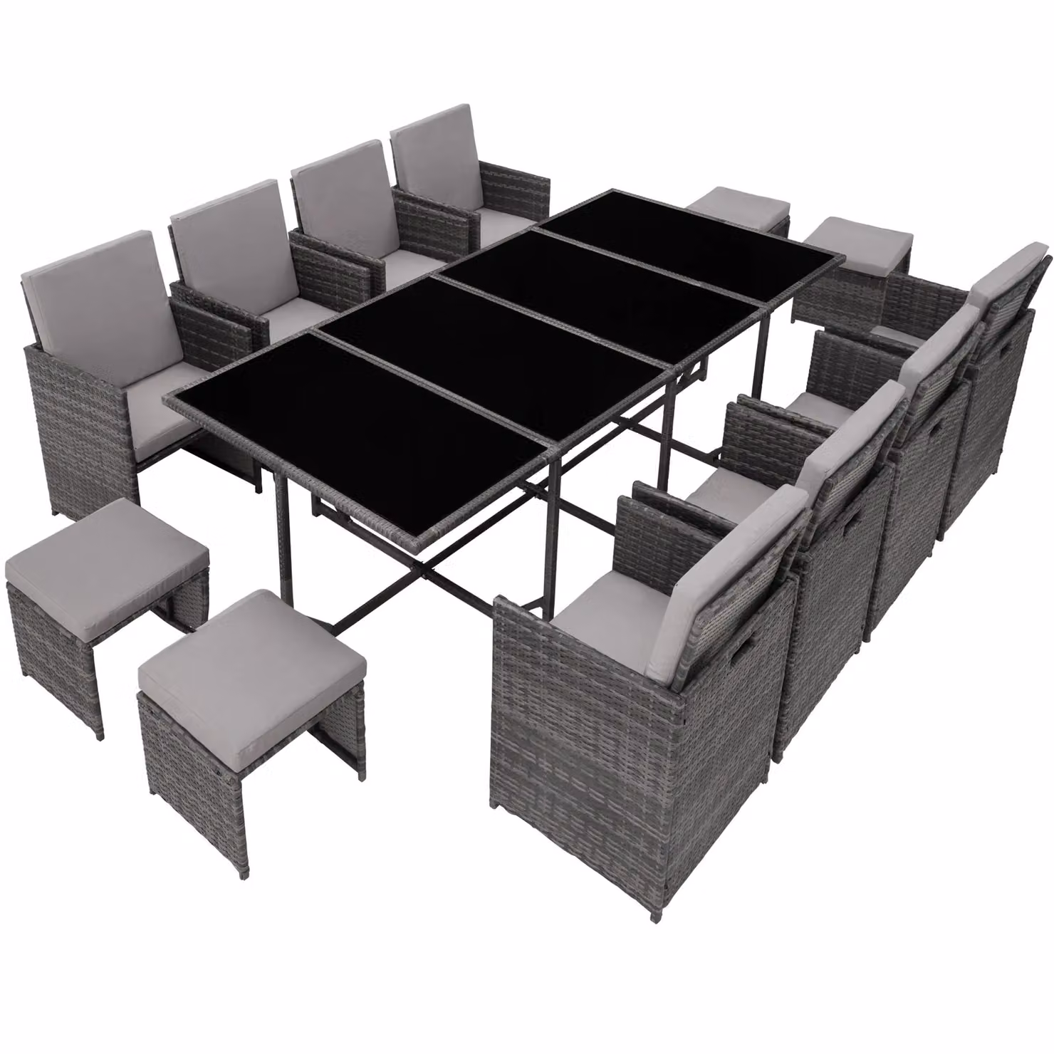 tectake Modern Rattan Garden Furniture Set in Grey and Black – 10