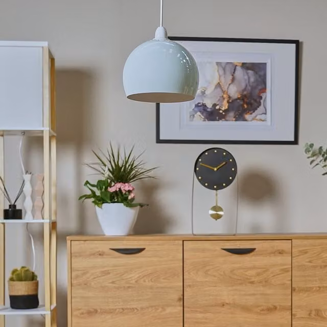 ValueLights Retro Blue and White Dome Ceiling Pendant Light Shade, Metal