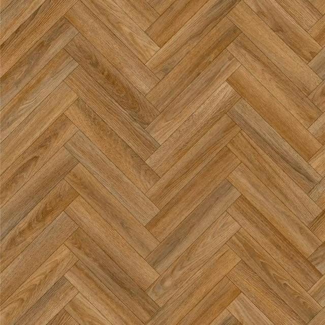 Lotus Brown Herringbone Wood Effect Vinyl Flooring Sheet, Thickness: 3.8 mm, W/D/H: 400 x 600 cm