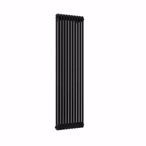 Lux Heat Black Vertical 2 Column Traditional Steel Radiator H 150 cm x W 47 cm x D 10.7 cm