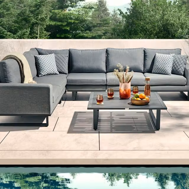 Desser Aruba Outdoor Fabric Large Corner Sofa Set with Coffee Table in Grey