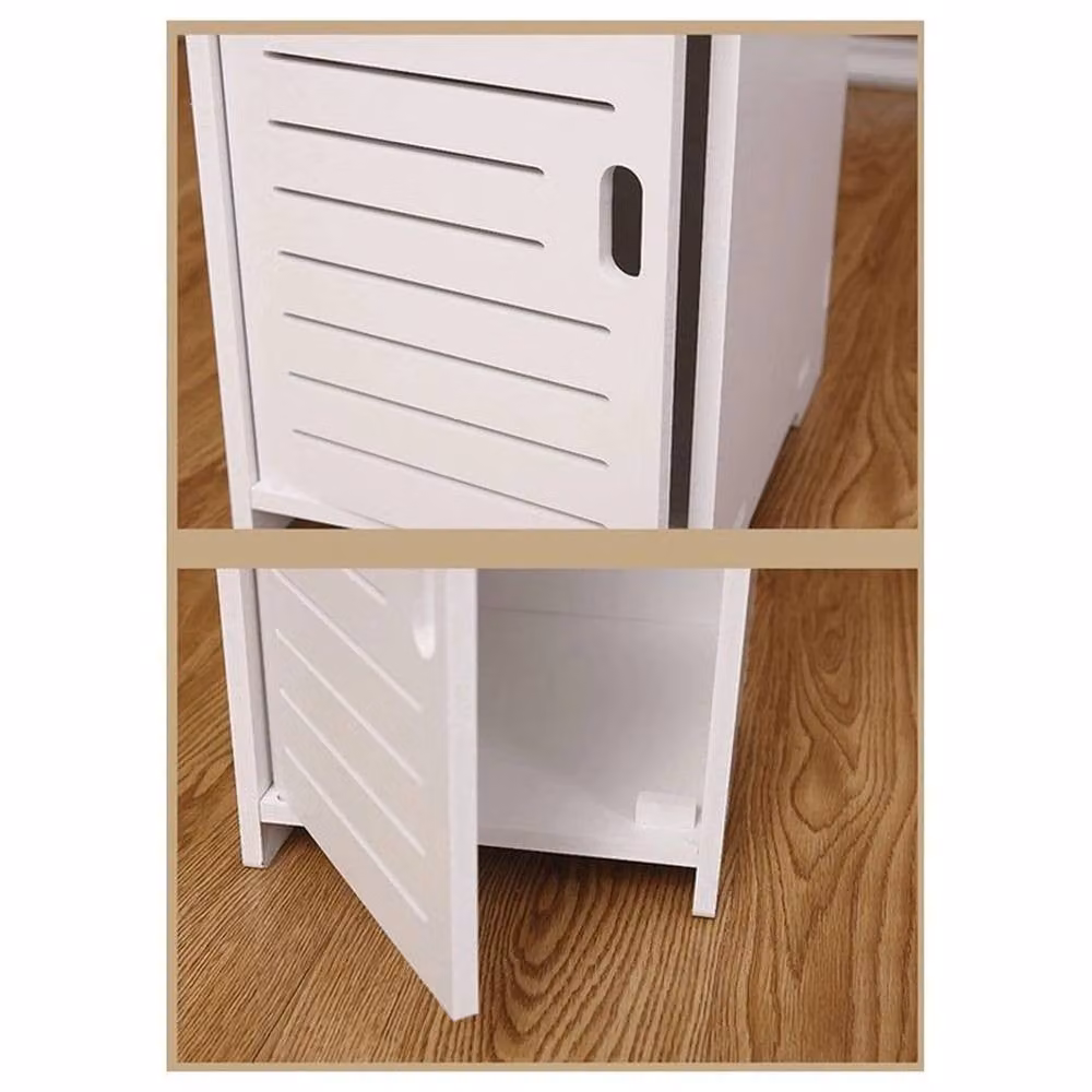 FORGEVIO White Waterproof Freestanding Bathroom Storage Cabinet with Hinged Doors and Internal Shelves – 3