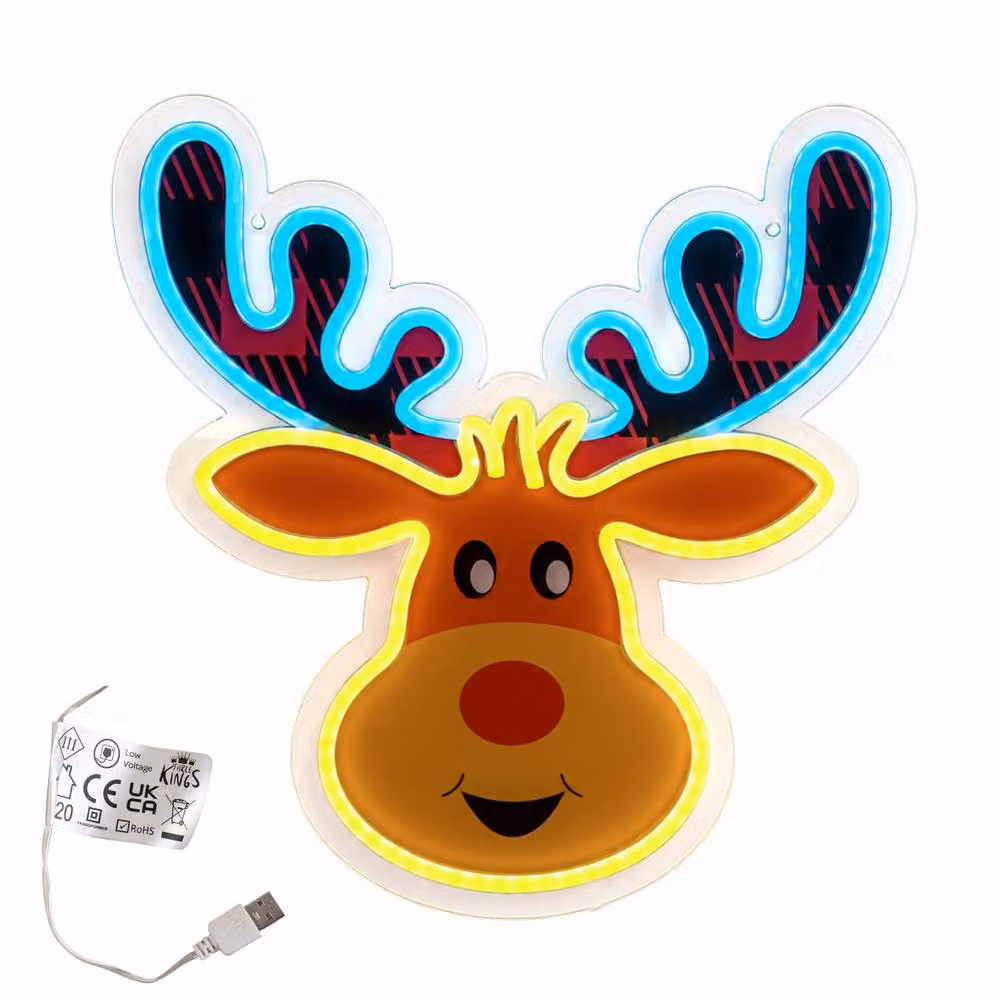 Samuel Alexander Rudy Reindeer Multicolour LED Neon Sign Christmas Decoration, 35 cm – 2