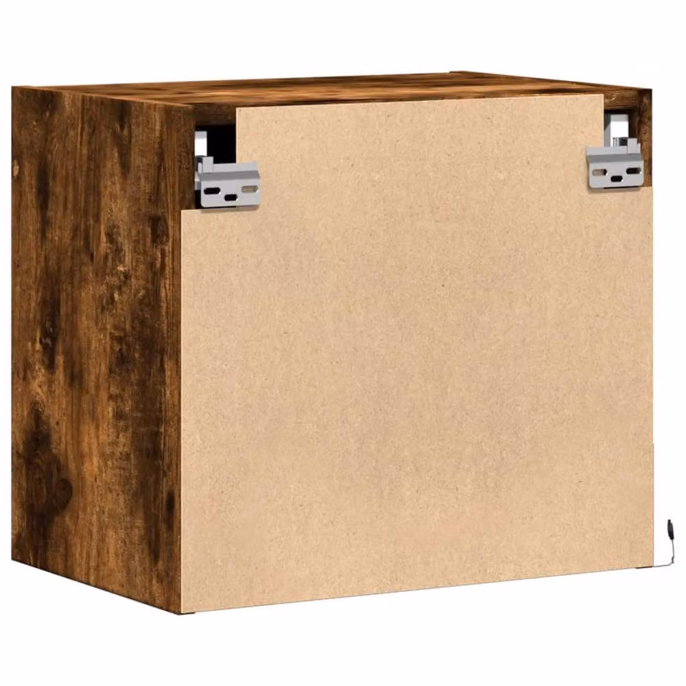 Berkfield Home Set of 2 Wall-mounted Bedside Cabinets with Integrated LED Lights in Smoked Oak Brown – 6