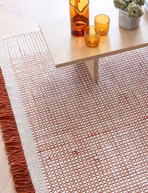 Asiatic Avalon Woven Wool Rectangular Rug in Dark Orange with Fringes
