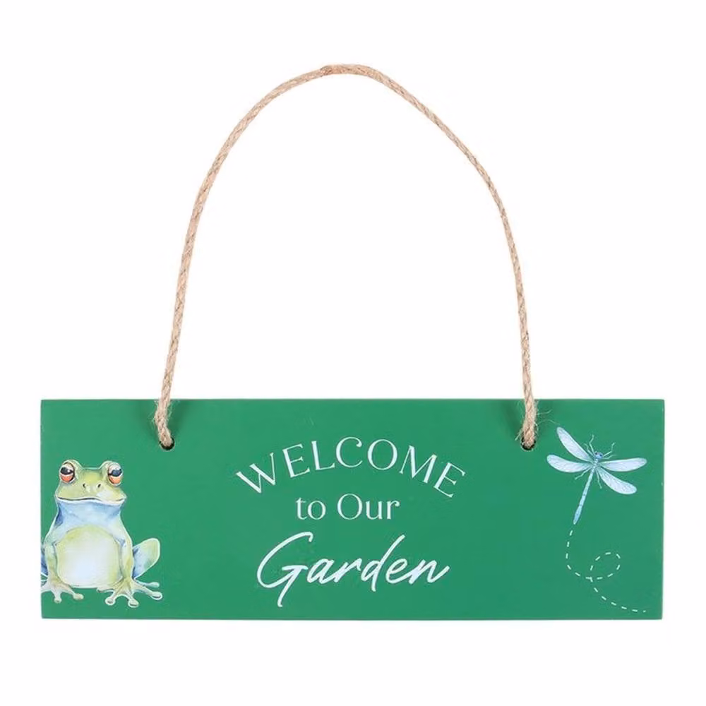 Uniqueful Green Welcome to Our Garden Rustic Wooden Hanging Sign – 2